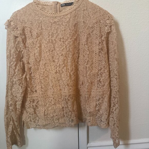 Zara New never worn beige or cream color lace top - Picture 1 of 5